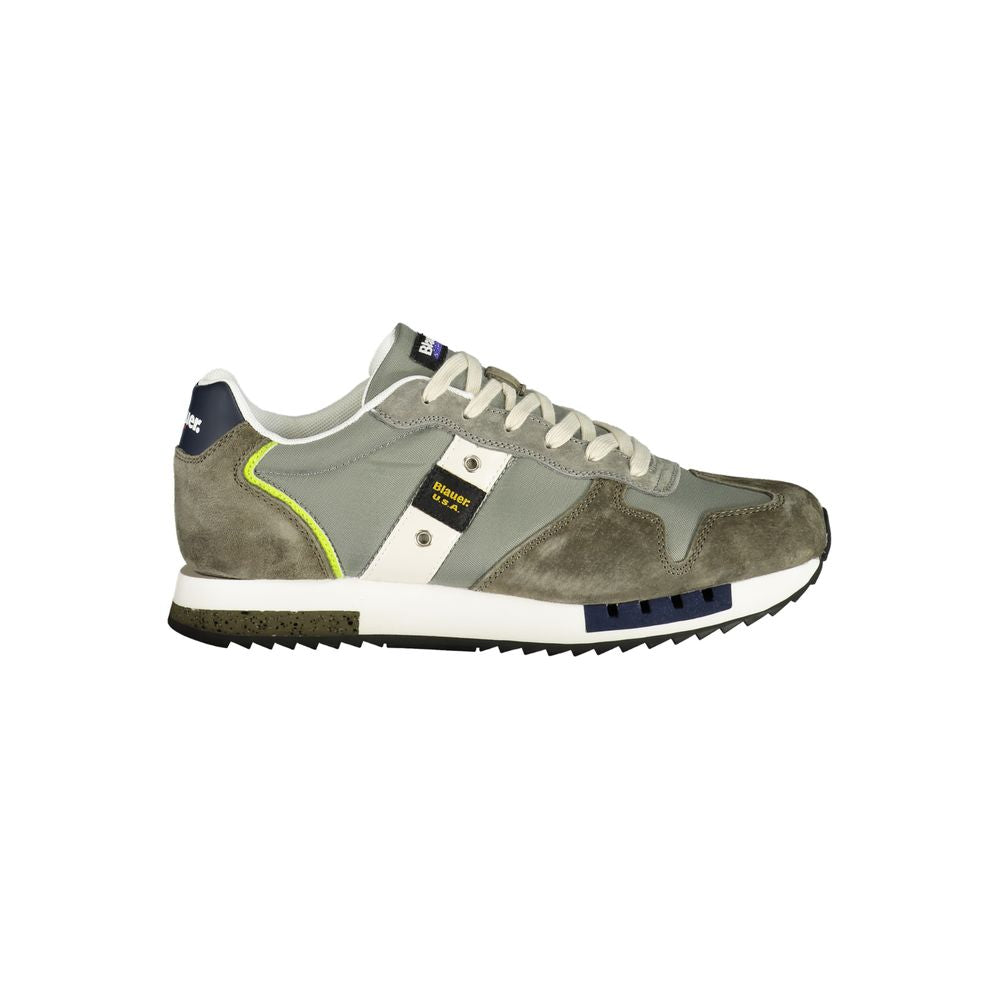 Green Polyester Mens Sneaker