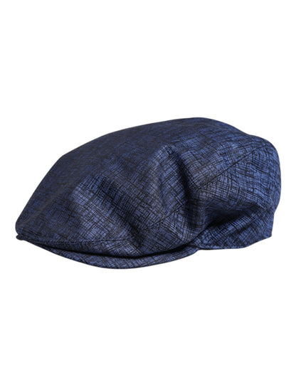 Blue Cotton Stretch Newsboy Hat