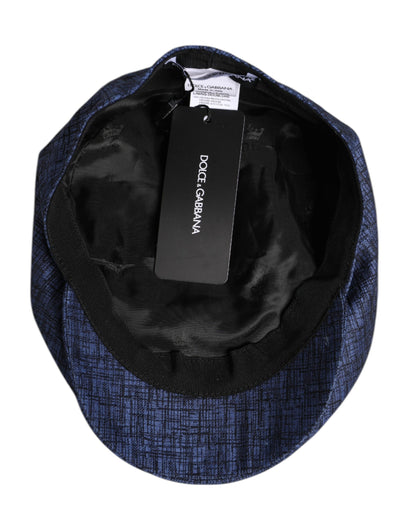 Blue Cotton Stretch Newsboy Hat