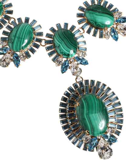 Gold Brass Pietre Oval Crystal Embellished Necklace