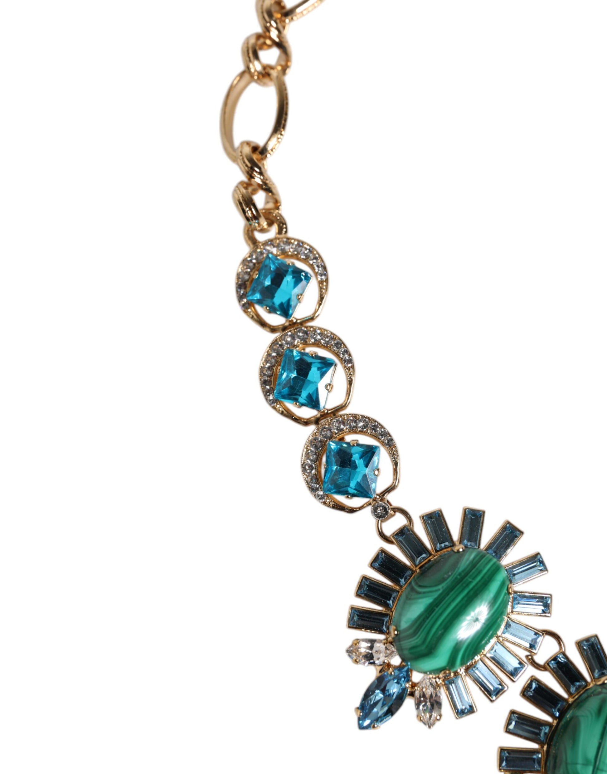 Gold Brass Pietre Oval Crystal Embellished Necklace