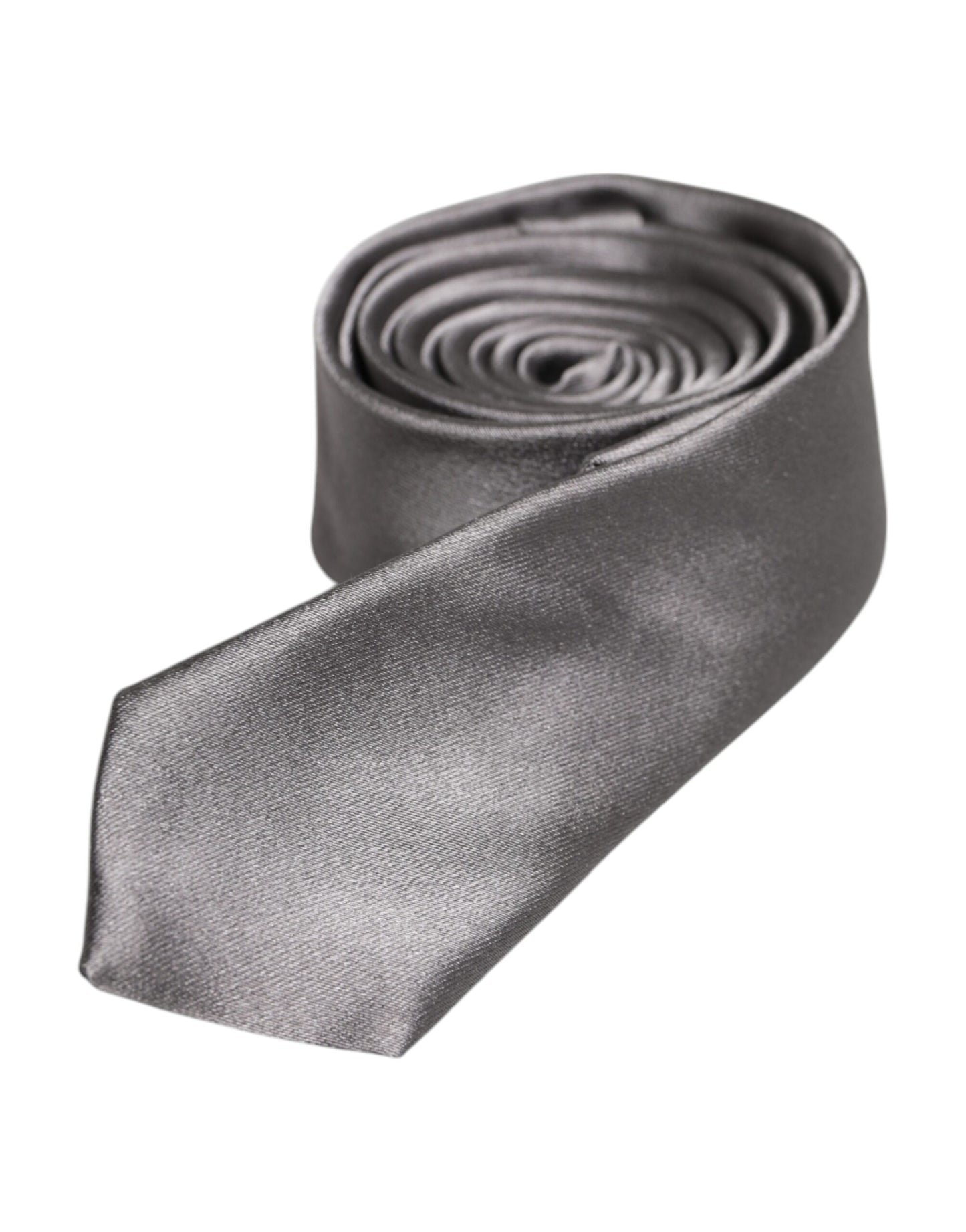 Metallic Silver Silk Adjustable Necktie Tie