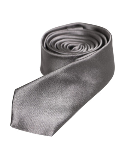 Metallic Silver Silk Adjustable Necktie Tie