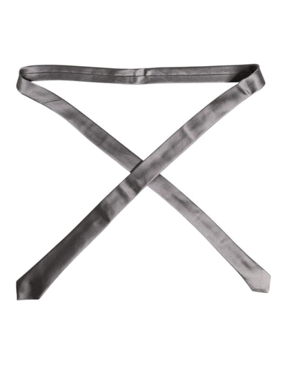 Metallic Silver Silk Adjustable Necktie Tie