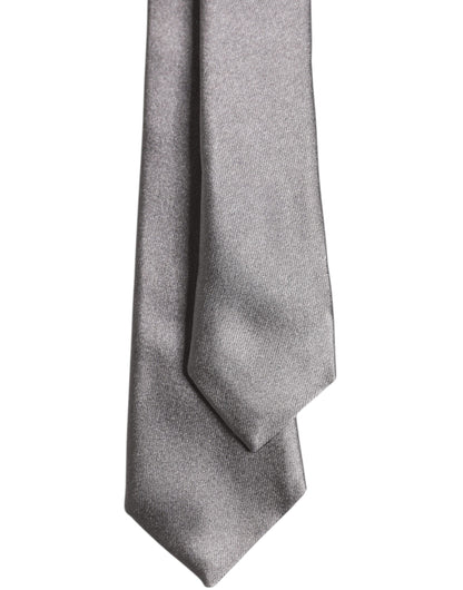 Metallic Silver Silk Adjustable Necktie Tie
