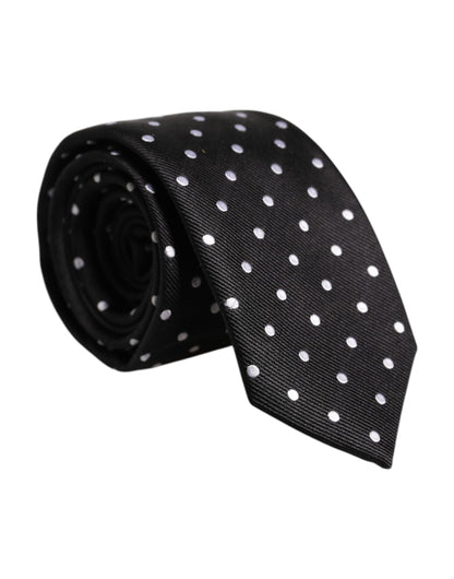 Black Polka Dots Silk Adjustable Necktie Tie