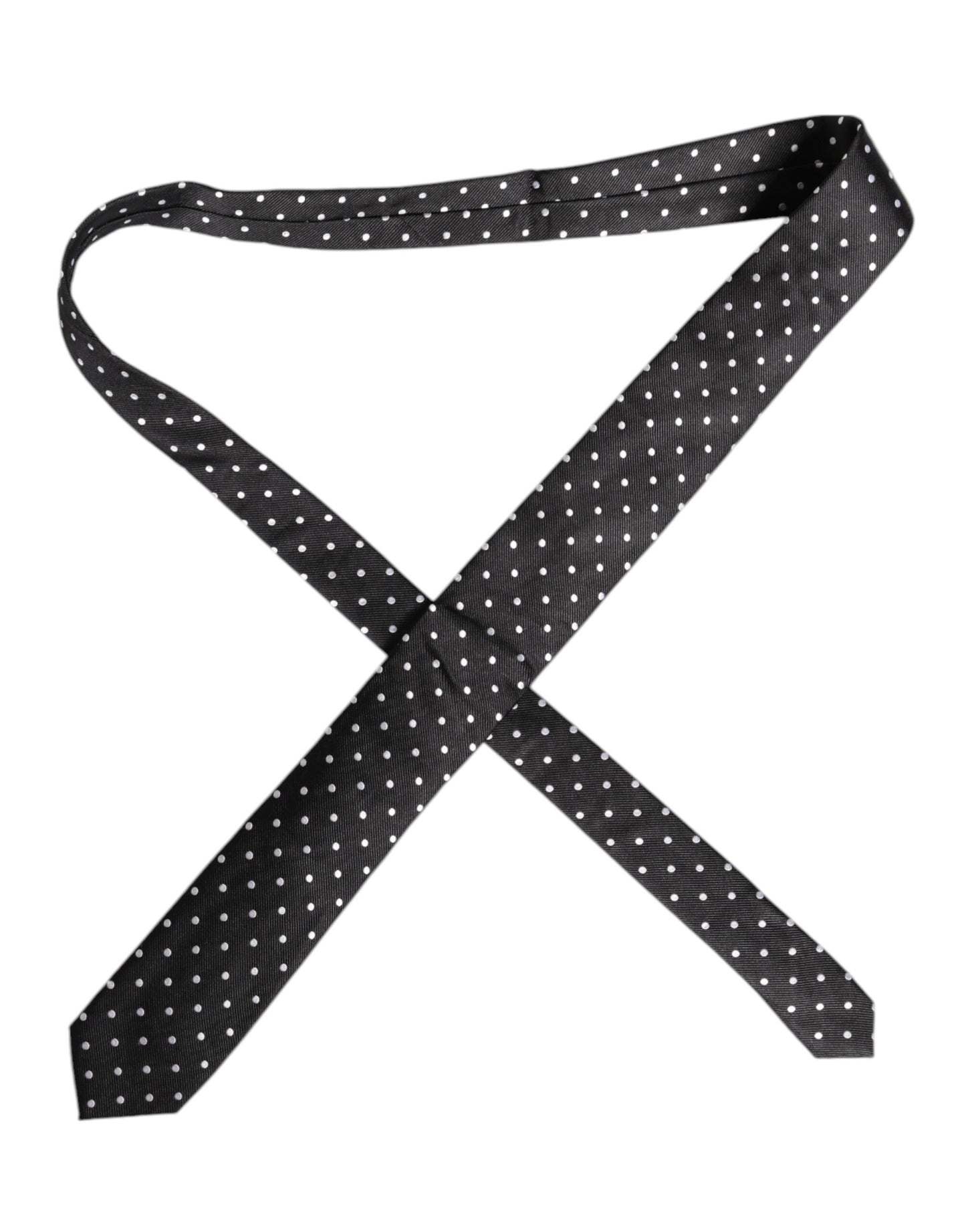 Black Polka Dots Silk Adjustable Necktie Tie