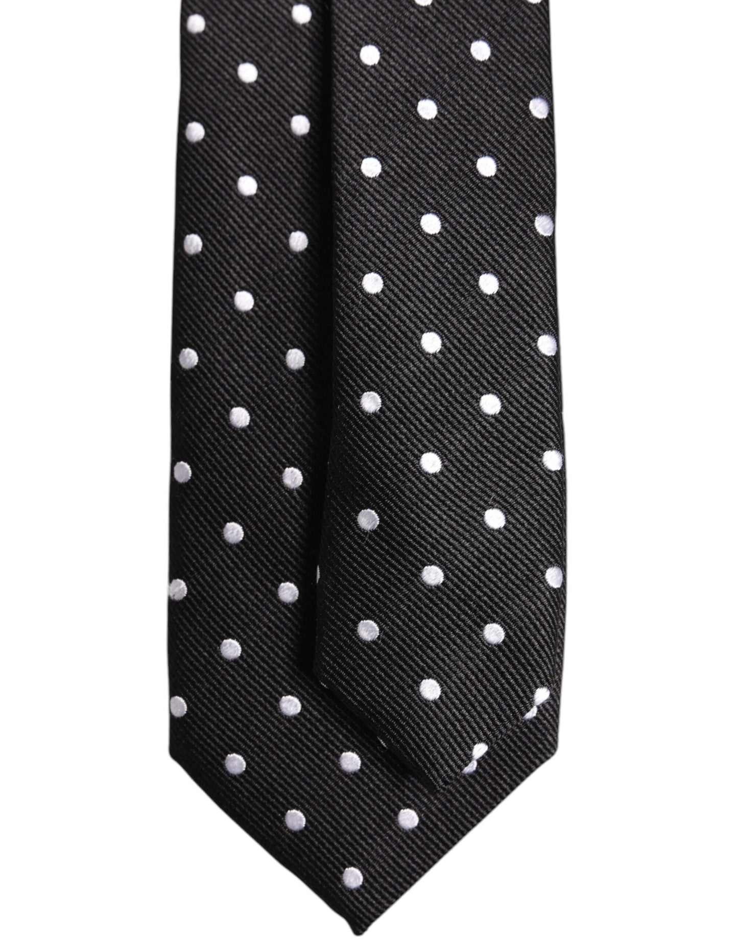 Black Polka Dots Silk Adjustable Necktie Tie