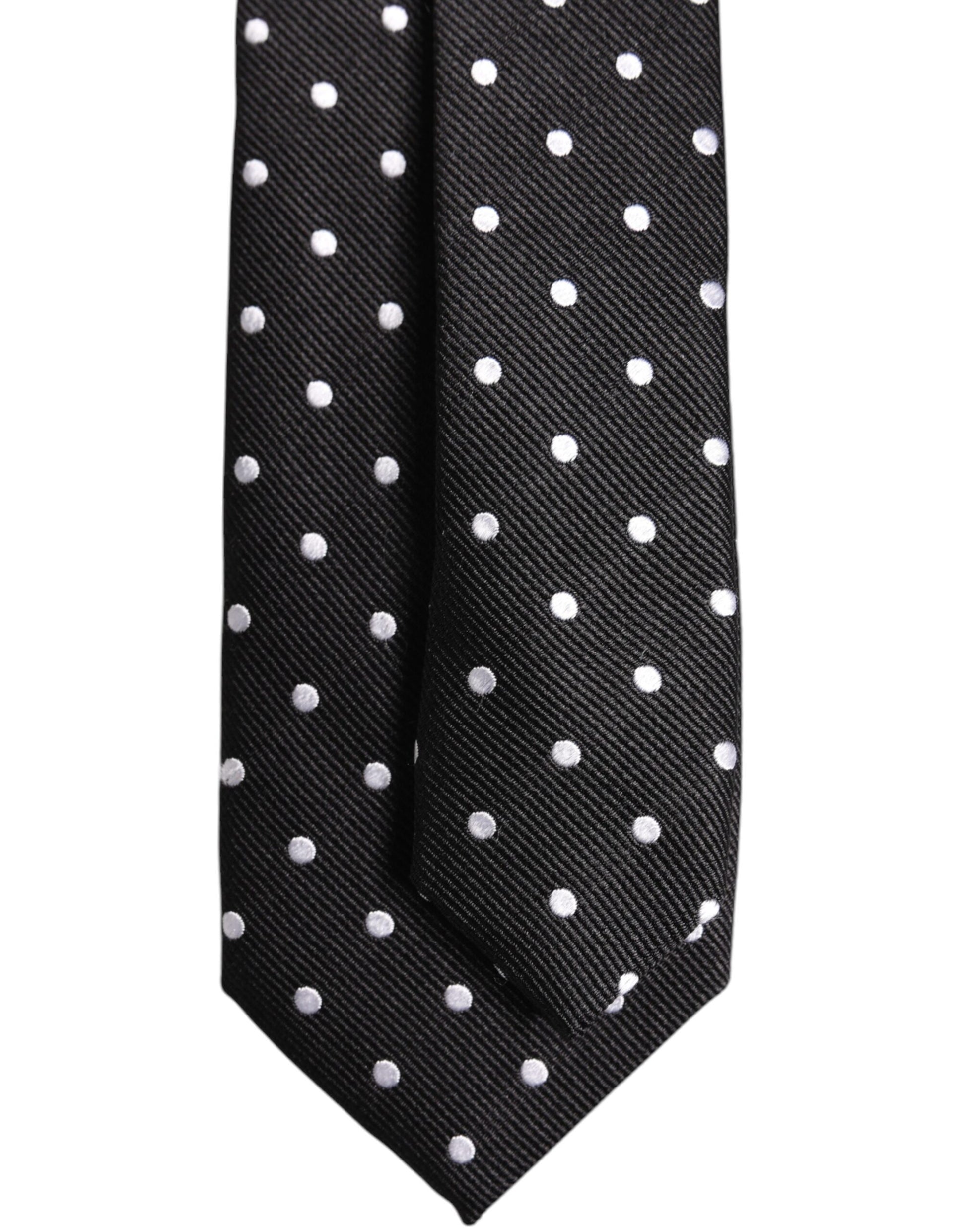 Black Polka Dots Silk Adjustable Necktie Tie