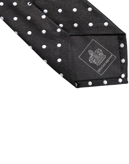 Black Polka Dots Silk Adjustable Necktie Tie