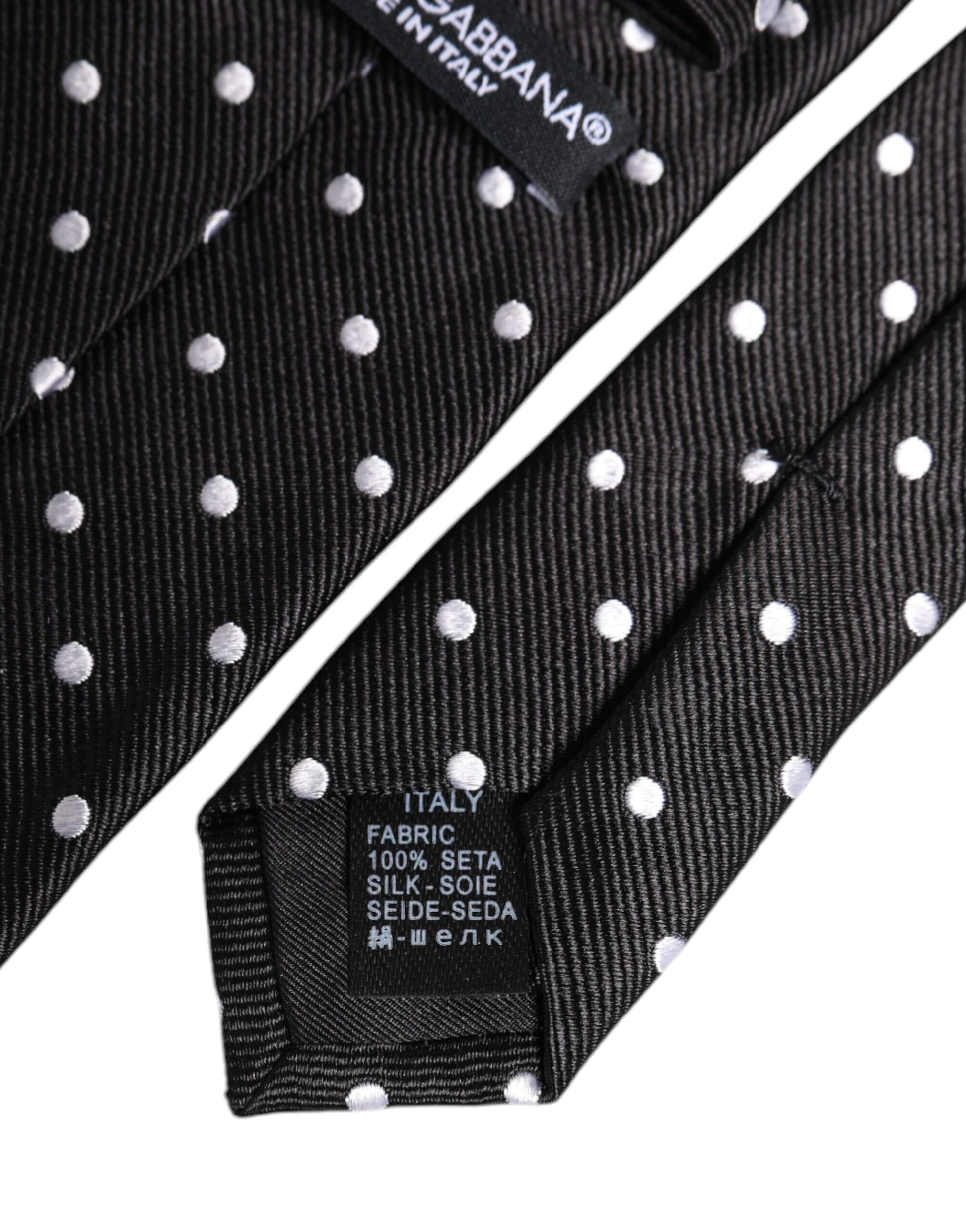 Black Polka Dots Silk Adjustable Necktie Tie