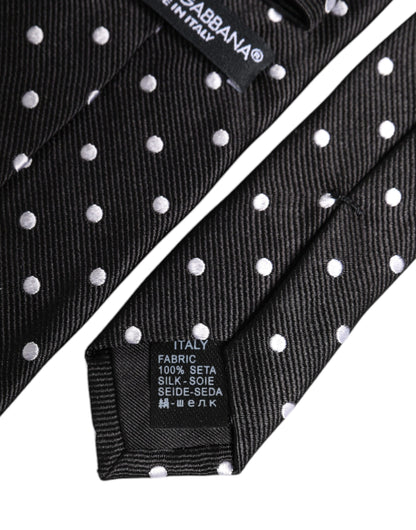 Black Polka Dots Silk Adjustable Necktie Tie