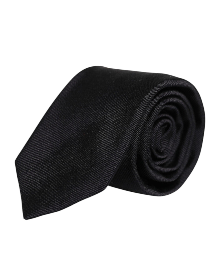 Black Solid Silk Adjustable Necktie Tie