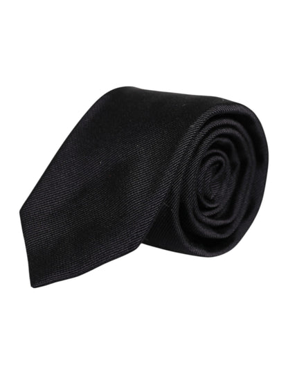 Black Solid Silk Adjustable Necktie Tie