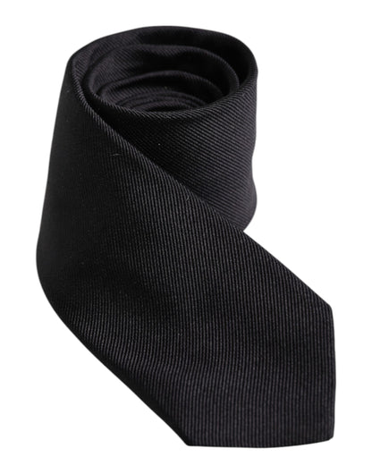 Black Solid Silk Adjustable Necktie Tie