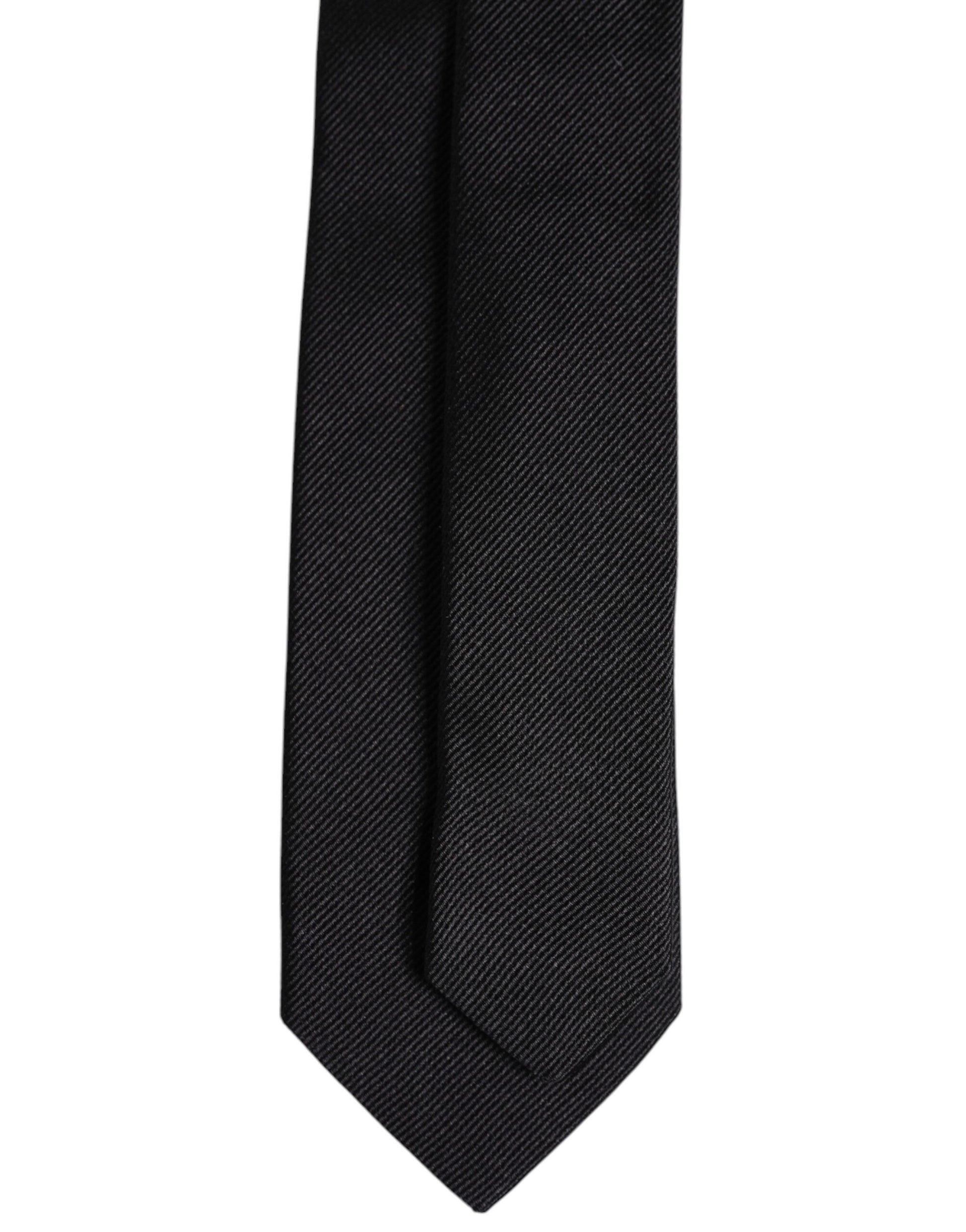 Black Solid Silk Adjustable Necktie Tie