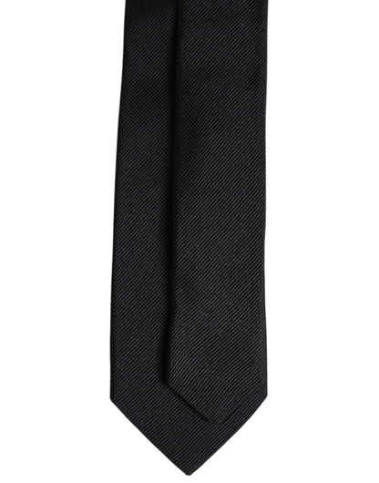 Black Solid Silk Adjustable Necktie Tie