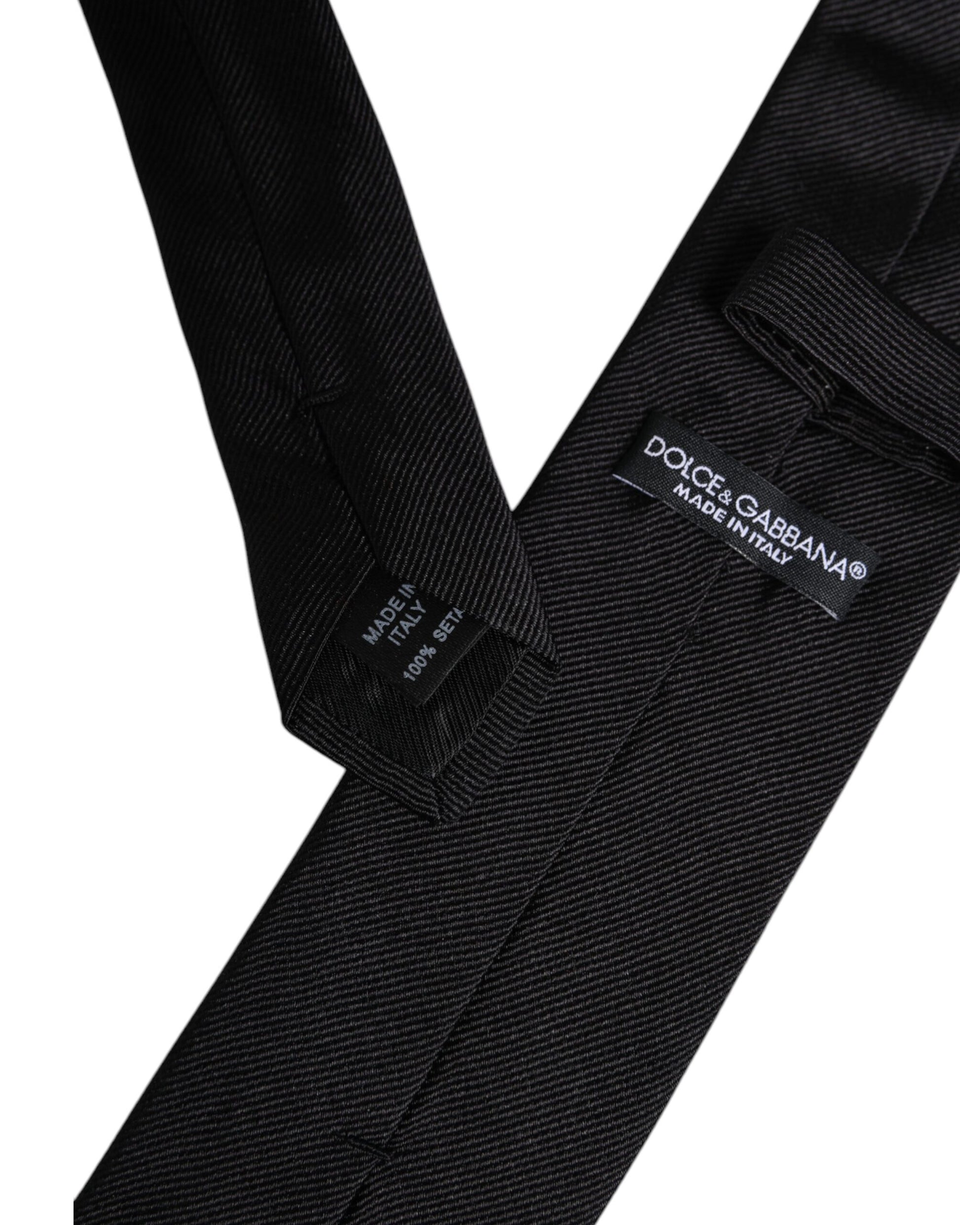 Black Solid Silk Adjustable Necktie Tie