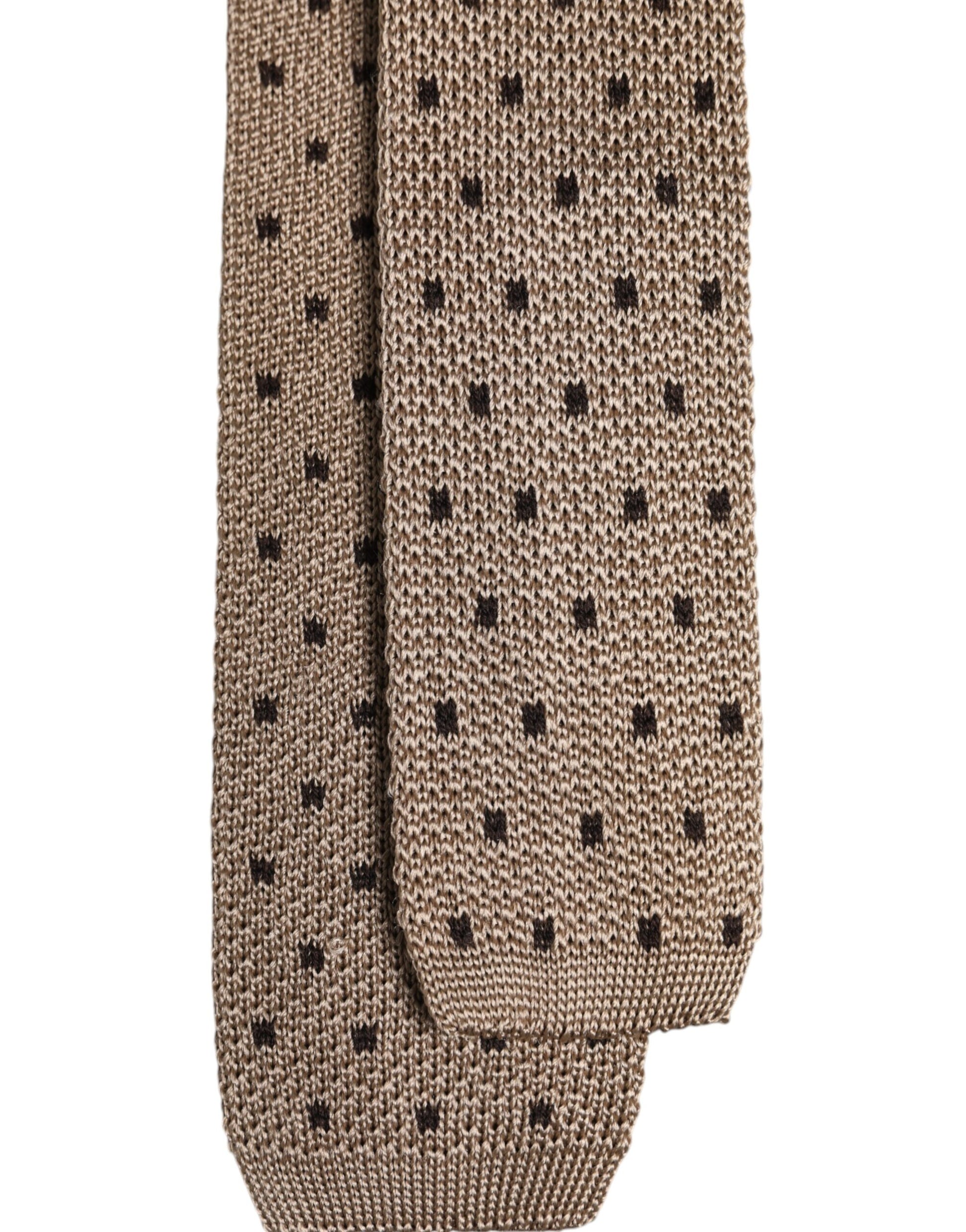 Beige Polka Dot Silk Adjustable Necktie Tie