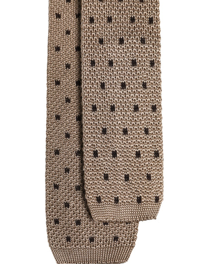 Beige Polka Dot Silk Adjustable Necktie Tie