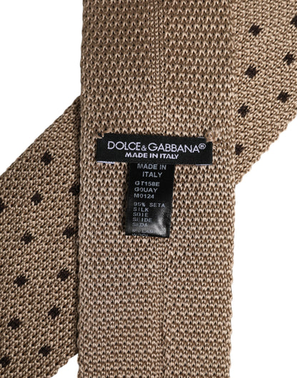 Beige Polka Dot Silk Adjustable Necktie Tie