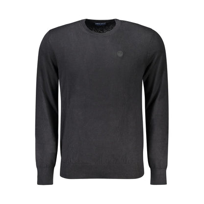 Black Cotton Men Sweater