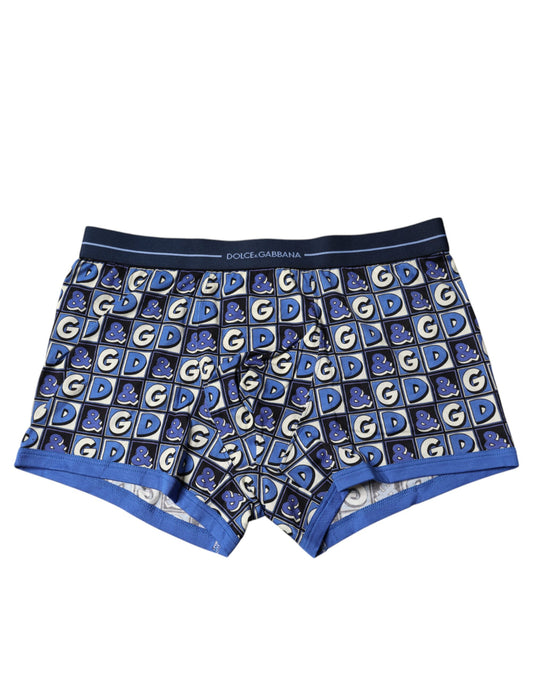 Blue Logo Print Cotton Regular Boxer Underwear