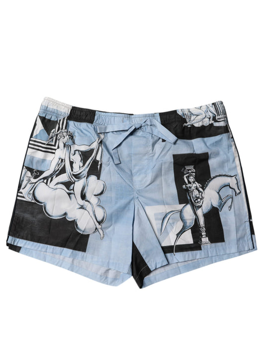 Blue Statue Print Cotton Mens Shorts