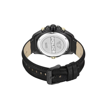 Black Artificial Leather Dress Watch
