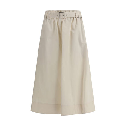 Cream Wide Long Skirt