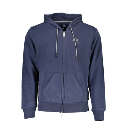 Elegant Blue Hooded Sweatshirt with Zip Detail