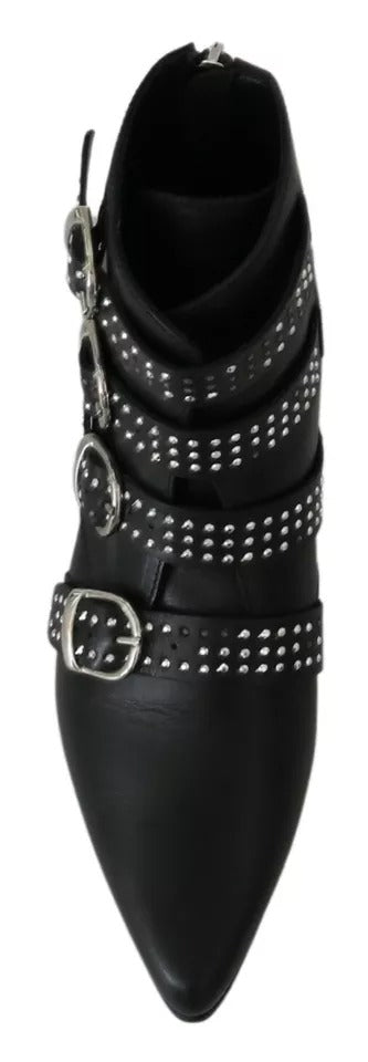 Black Fashion Buckled Zipper Ankle Boots Shoes