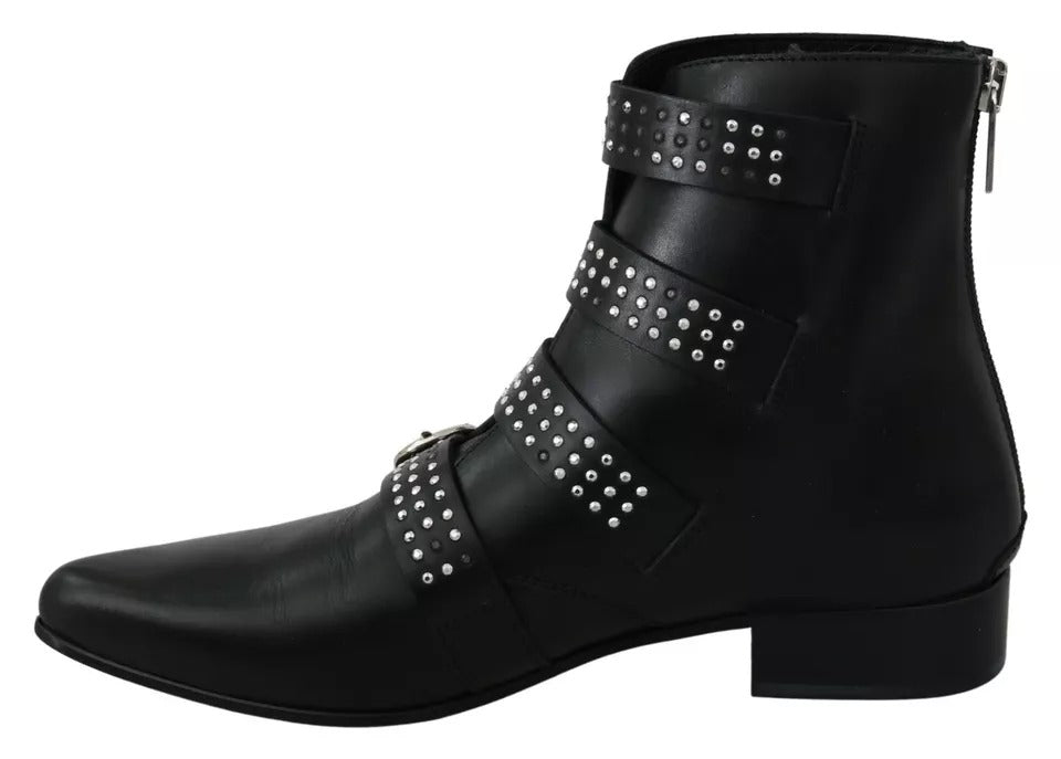 Black Fashion Buckled Zipper Ankle Boots Shoes