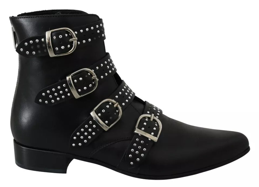 Black Fashion Buckled Zipper Ankle Boots Shoes