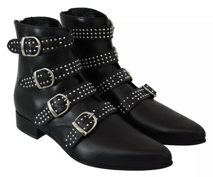 Black Fashion Buckled Zipper Ankle Boots Shoes