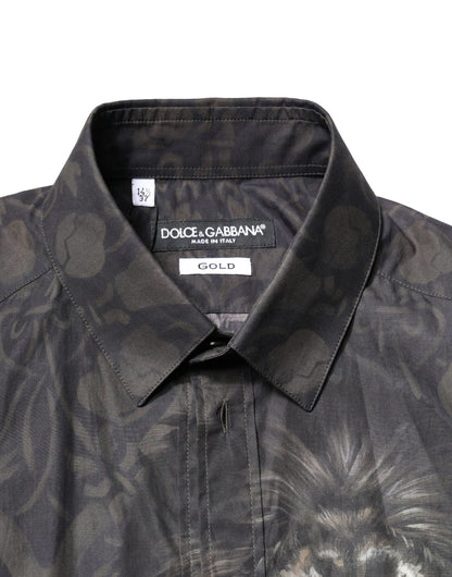 Black Royal Pet Portrait GOLD Dress Shirt