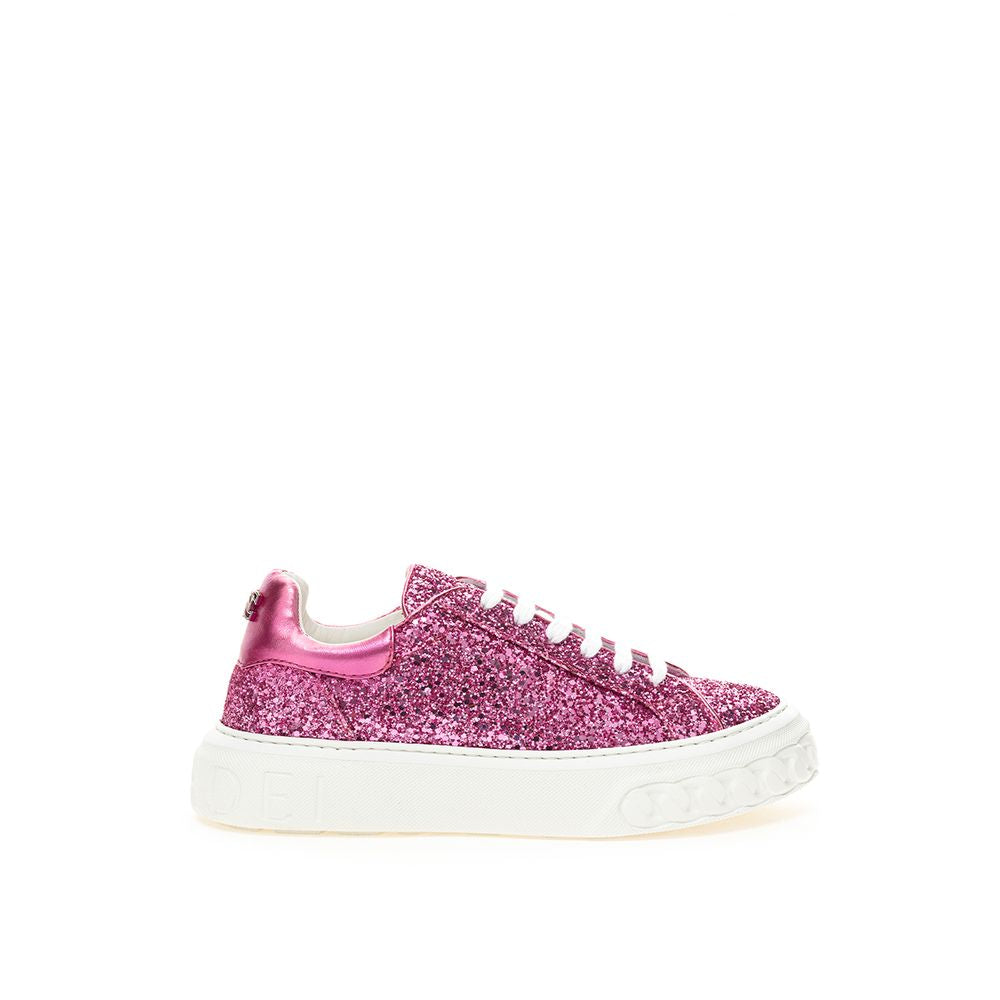 Fuchsia Fabric And Leather Low Top Sneakers