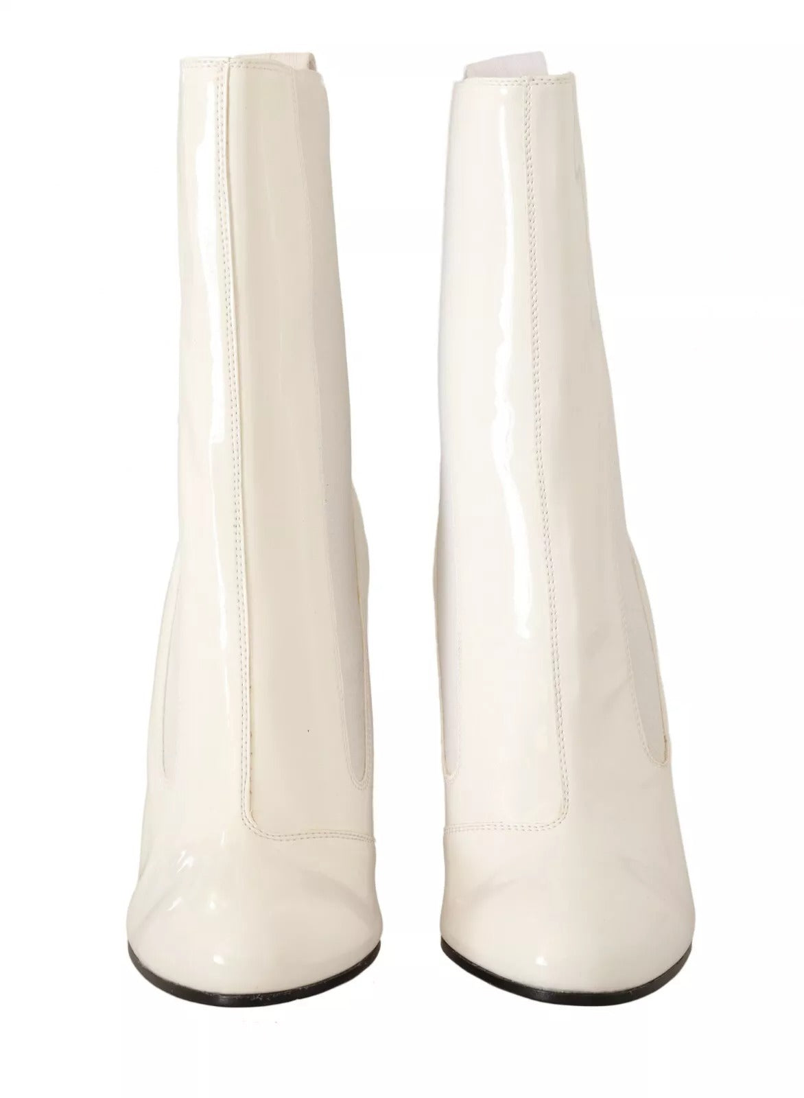 White Leather Fabric Red Logo Heel Ankle Boots Shoes