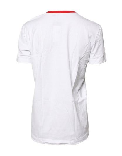 White Graphic Print Cotton Crew Neck T-shirt