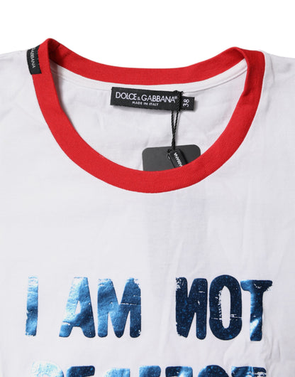 White Graphic Print Cotton Crew Neck T-shirt