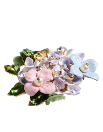 Multicolor Floral Crystals Pearls Enamel Accents Brooch