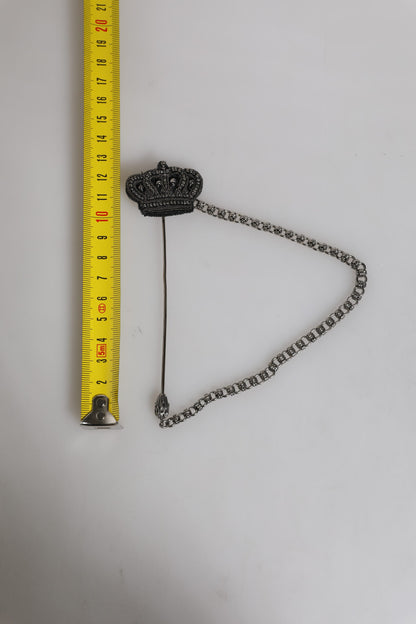 Silver Tone Brass Crown Chain Women Brooch Lapel Pin