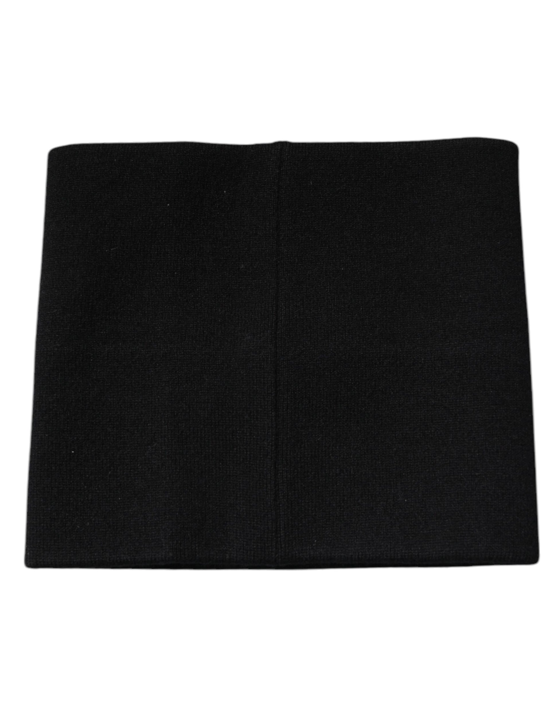 Black Cashmere Knitted Square Handkerchief Scarf