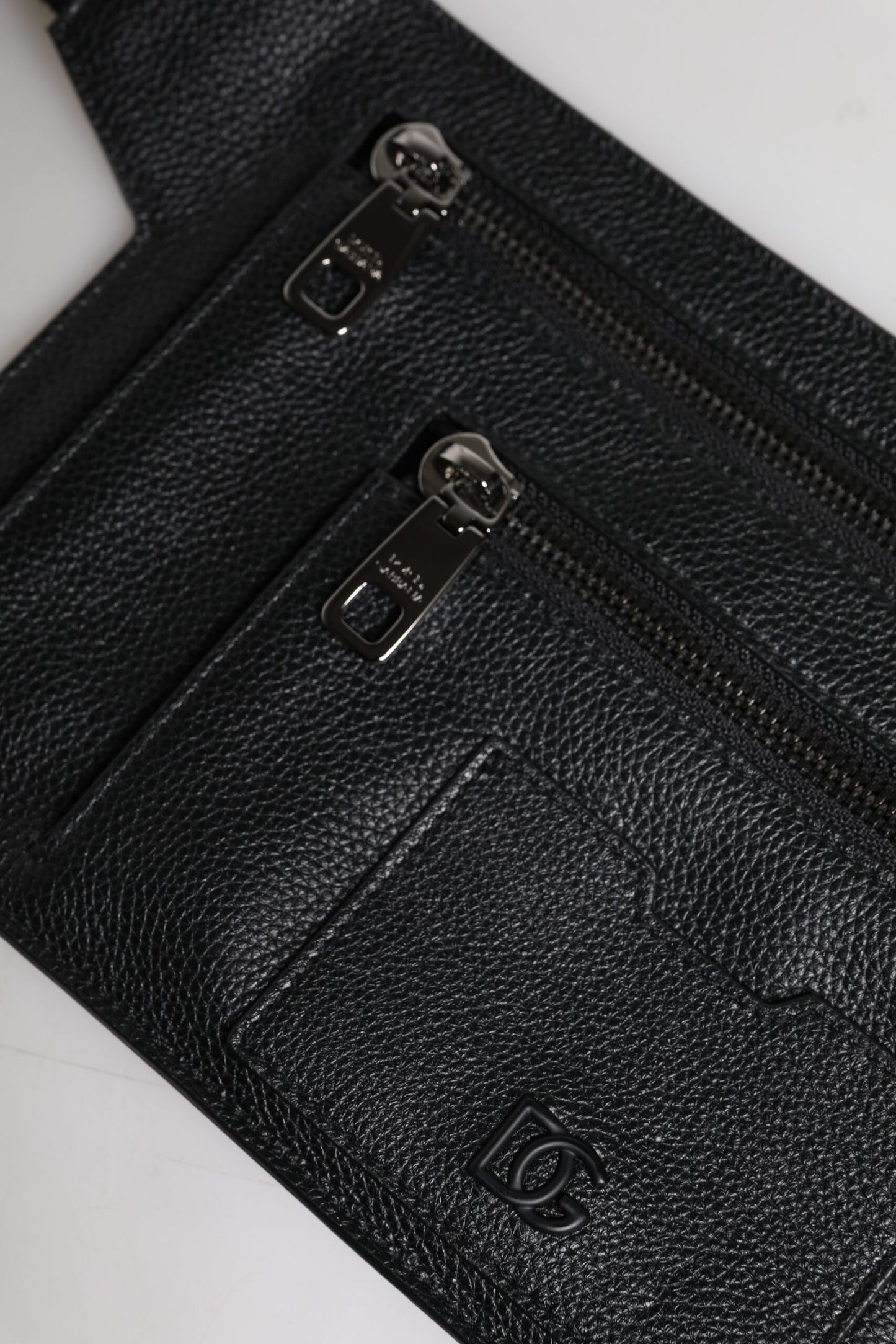 Black Calfskin Leather Messenger Crossbody Bag