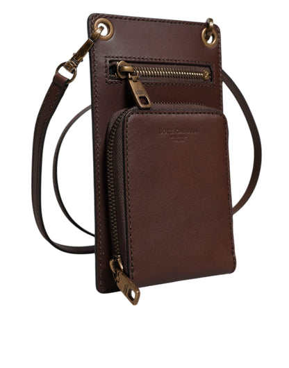 Brown Leather Neck Strap Cross Body Sling Bag