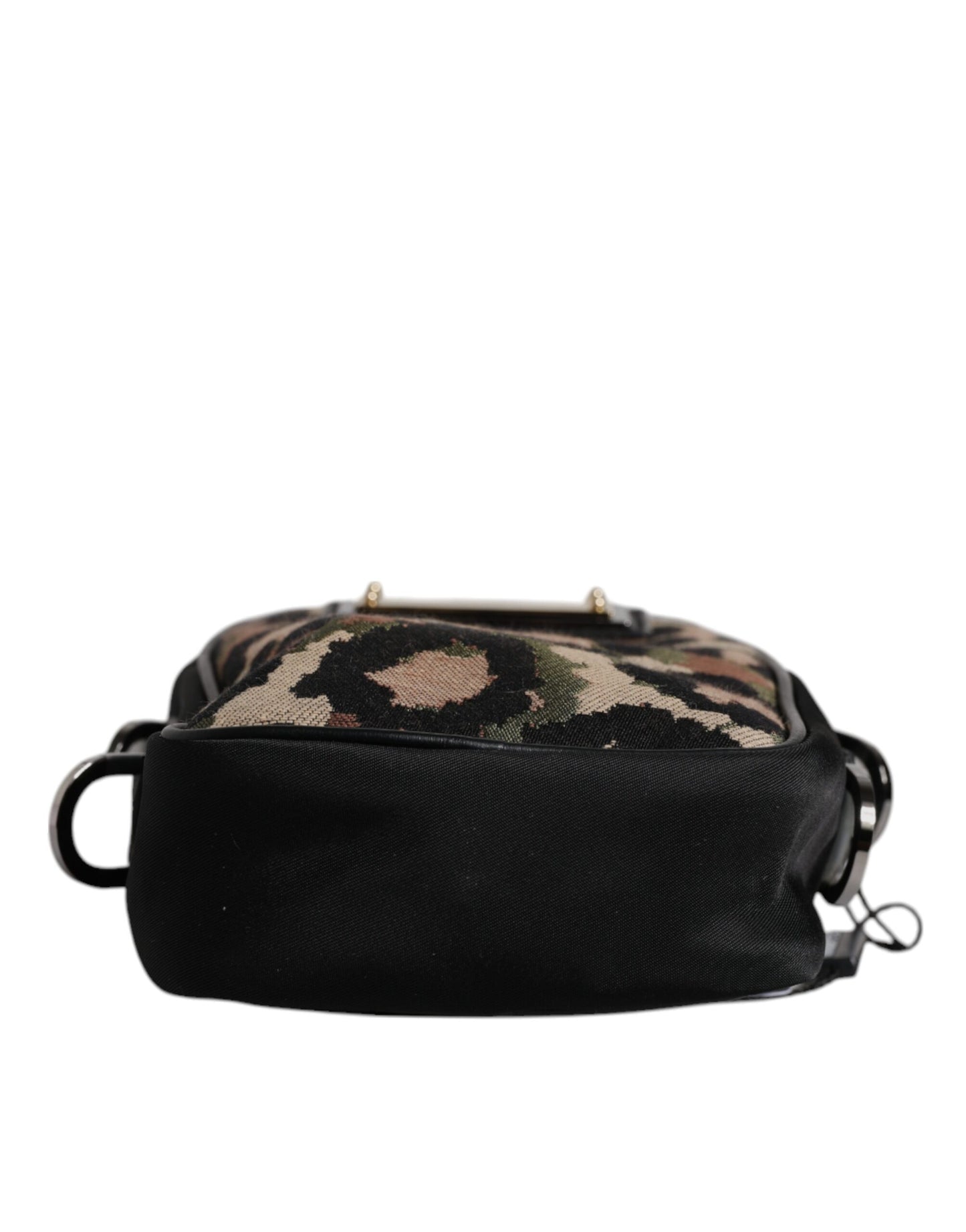 Multicolor Leopard Jacquard Logo Plaque Neck Strap Bag