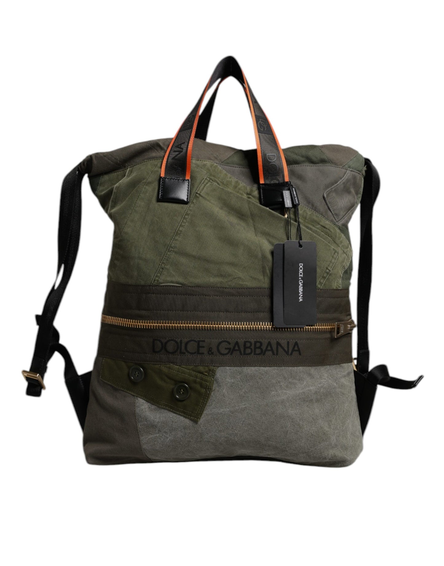 Military Green Patchwork Rucksack Backpack Bag