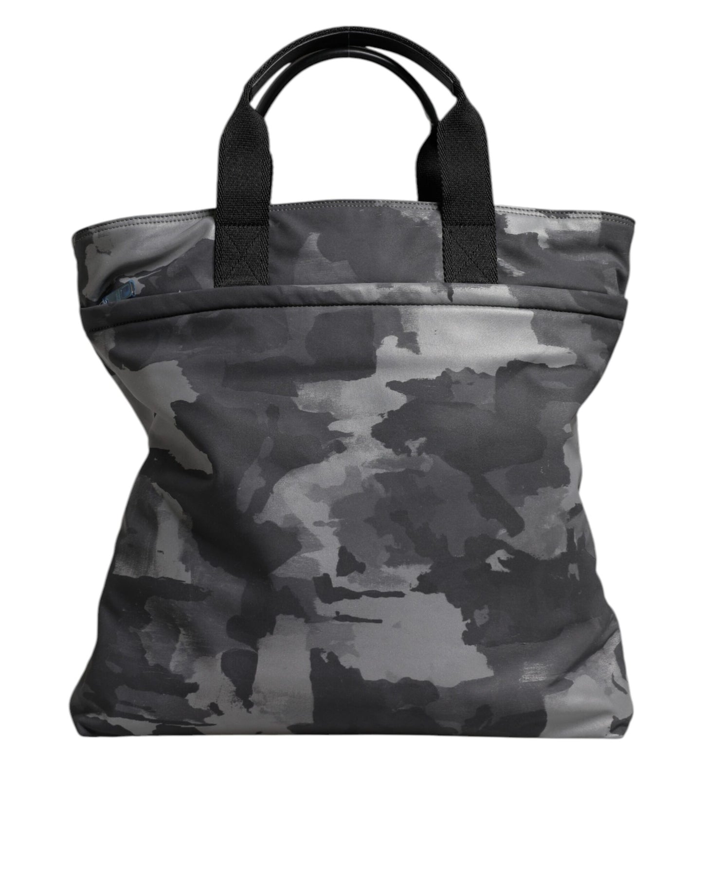 Gray Camo Cotton Multiple Compartments Tote Bag