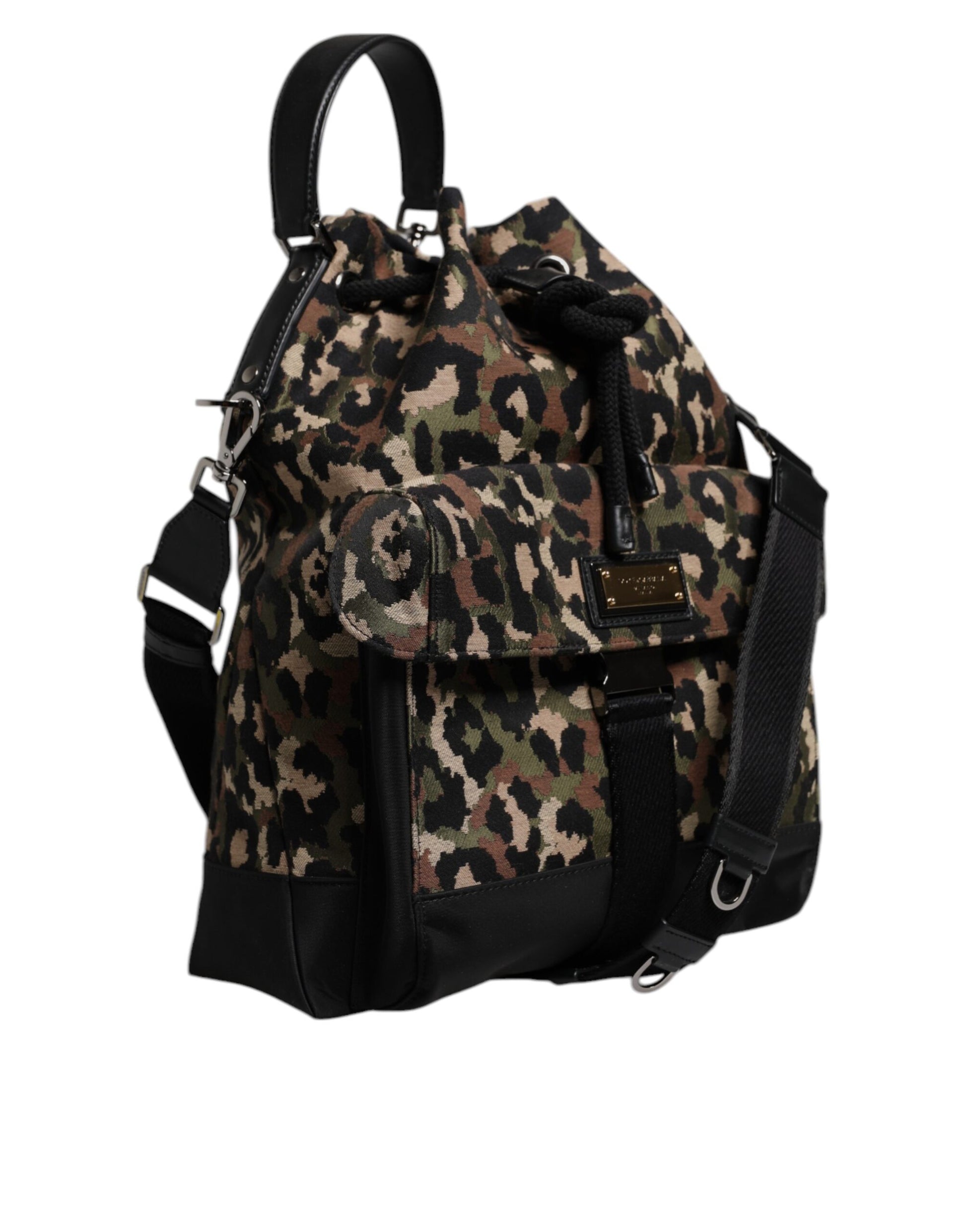 Multicolor Leopard Cotton Shoulder Bucket Bag
