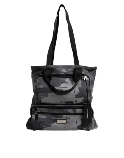 Black Camouflage Shoulder Strap Logo Plaque Bag